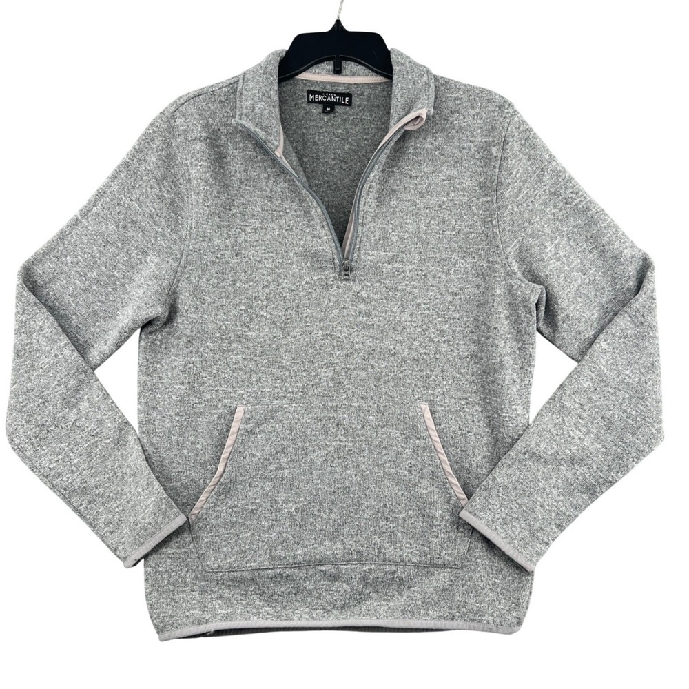 J.Crew Mercantile 1/4 Zip Fleece Pullover Size M Gray‎ Heather Preppy Minimalist